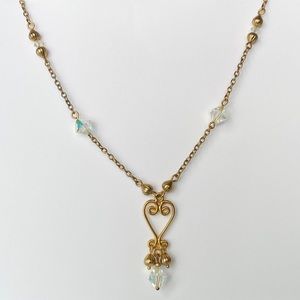 Vintage Necklace Aurora Borealis crystal & gold tone